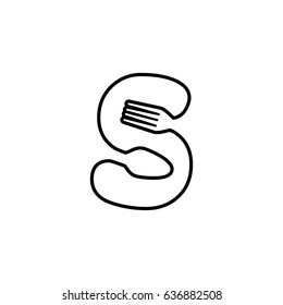 Line S letter with spoon and fork