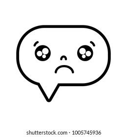 line sad chat bubble kawaii cartoon