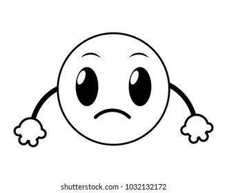 line sad emoji face expression with arms