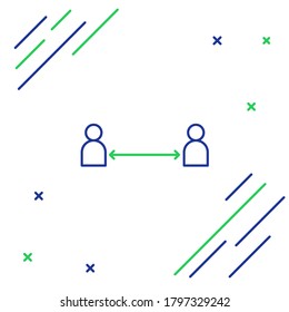Line Safe distance icon isolated on white background. Viruses and people keeping distance for infection risk. Colorful outline concept. Vector