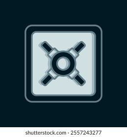 Line Safe icon isolated on black background. The door safe a bank vault with a combination lock. Reliable Data Protection. Flat filled outline style with shadow. Vector