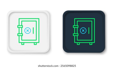 Line Safe icon isolated on white background. The door safe a bank vault with a combination lock. Reliable Data Protection. Colorful outline concept. Vector