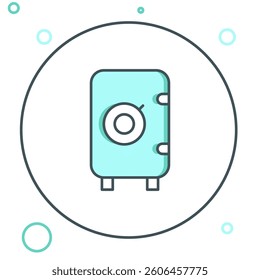 Line Safe icon isolated on white background. The door safe a bank vault with a combination lock. Reliable Data Protection. Colorful outline concept. Vector