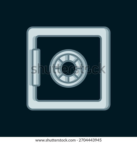 Line Safe icon isolated on black background. The door safe a bank vault with a combination lock. Reliable Data Protection. Flat filled outline style with shadow. Vector