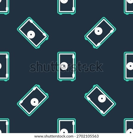 Line Safe icon isolated seamless pattern on black background. The door safe a bank vault with a combination lock. Reliable Data Protection.  Vector