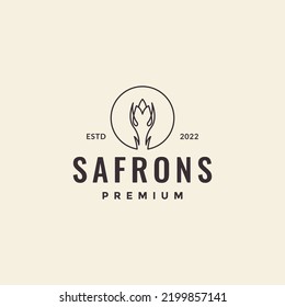 Line Safron Flower Vintage Logo