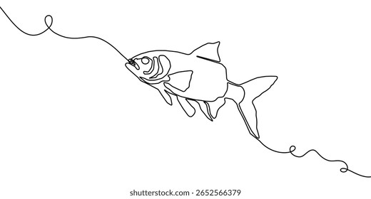 Linha salmão peixe vetor arte ícone contínuo atum desenho truta frutos do mar. Linha de peixe salmão simples uma mão esboço ilustração água tipo de comida gancho linear mar fin lagoa dia esboço silhueta logotipo oceano.