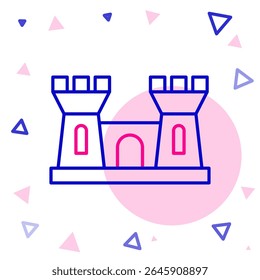 Línea icono de castillo de arena aislado sobre fondo blanco. Concepto de contorno colorido. Vector