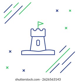 Línea icono de la torre de arena aislado sobre fondo blanco. Concepto de contorno colorido. Vector
