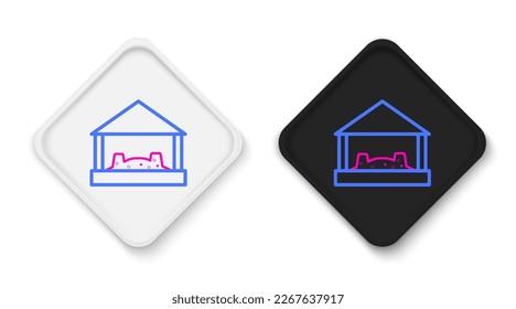 Line Sandbox for kids with sand and umbrella icon isolated on white background. Colorful outline concept. Vector
