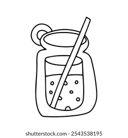 linha sanduíche, milkshake de gelo, e barbeado de gelo. linha de mão desenho de desenho animado pão e bebida café doodles design.