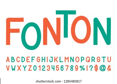 Line sans serif font. Vector hand drawn artistic alphabet. Retro Typography. Vector Illustration.