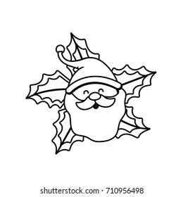 line santa claus head decoration with leaves design