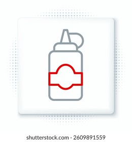 Line Sauce bottle icon isolated on white background. Ketchup, mustard and mayonnaise bottles with sauce for fast food. Colorful outline concept. Vector