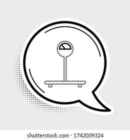 Line Scale icon isolated on grey background. Logistic and delivery. Weight of delivery package on a scale. Colorful outline concept. Vector