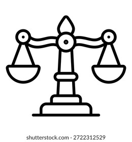 ícone de escala de linha representando justiça, igualdade e ética empresarial