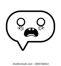 line scared chat bubble kawaii cartoon