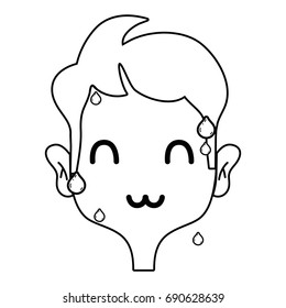 line scared man with elegant clothes and hairstyle