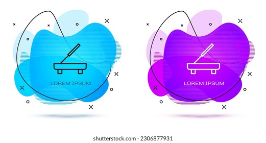 Line Scented spa stick on a wooden stand icon isolated on white background. Incense stick. Cosmetic procedure aromatherapy. Abstract banner with liquid shapes. Vector