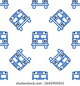 Line School Bus icon isolated seamless pattern on white background. Public transportation symbol. Colorful outline concept. Vector