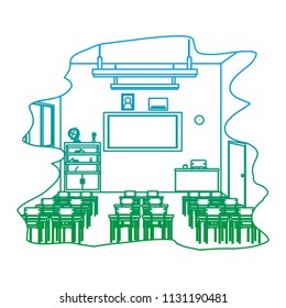  line school classroom with education utensils to study