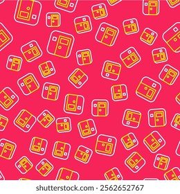 Line School classroom icon isolated seamless pattern on red background. Back to school concept.  Vector