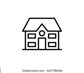 Line School icon isolated on white background. Outline symbol for website design, mobile application, ui. School pictogram. Vector illustration, editorial stroke. Eps10