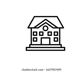 Line School icon isolated on white background. Outline symbol for website design, mobile application, ui. School pictogram. Vector illustration, editorial stroke. Eps10