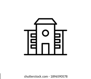 Line School icon isolated on white background. Outline symbol for website design, mobile application, ui. School pictogram. Vector illustration, editorial stroke. Eps10