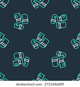 Línea Tijeras cortando un icono de tarjeta de crédito aislado sin patrón sobre fondo negro. Pago en línea. Retiro de efectivo. Operaciones financieras. Cartel de compras.  Vector