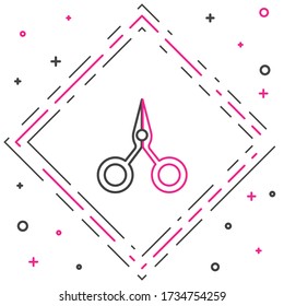 Line Scissors icon isolated on white background. Cutting tool sign. Colorful outline concept. Vector Illustration