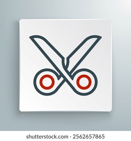 Line Scissors icon isolated on white background. Cutting tool sign. Colorful outline concept. Vector