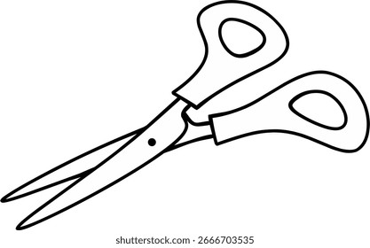 Line scissors on white background