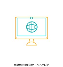 line screen electronic equipment with global conection symbol