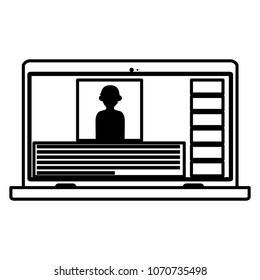 line screen laptop in internet website technology