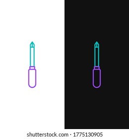 Line Screwdriver icon isolated on white and black background. Service tool symbol. Colorful outline concept. Vector