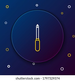 Line Screwdriver icon isolated on blue background. Service tool symbol. Colorful outline concept. Vector