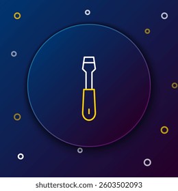 Line Screwdriver icon isolated on blue background. Service tool symbol. Colorful outline concept. Vector