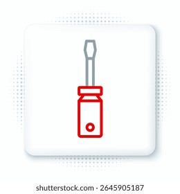 Line Screwdriver icon isolated on white background. Service tool symbol. Colorful outline concept. Vector