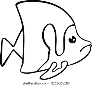 Line sea butterfly fish symbol hand drawn vector