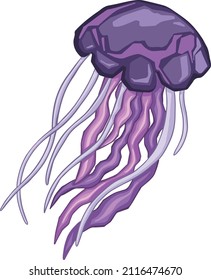 Line sea jellyfish symbol hand drawn. Vector