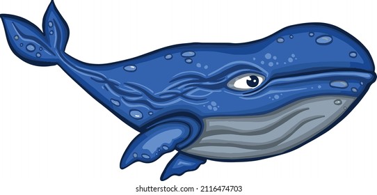 Line sea whale, fish symbol hand drawn