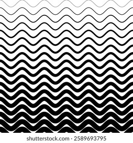 Line seamless pattern. Curve line. Wave geometric lines border. Degraded halftone background. Fade stripe thin and thick. Monocrome black white twist. Abstract geometry gradient. Vector illustration