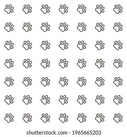 Line seamless pattern footprints of cat. Black animal tracks. Vector texture for textiles and wallpaper.