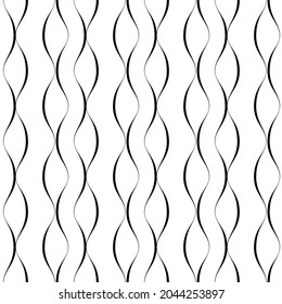 Line seamless pattern. Lines background. Repeated wavy texture. Stripe printed. Repeating geometric pattern. Abstract squiggle printing. Delicate waves patern for design print. Vector illustration