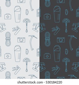 Line seamless pattern with mountaineering theme