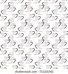 Line seamless pattern for textile and design , Cup coffee pattern . 