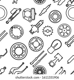 line seamless pattern vector motorcycle part , wrench. Cartoon. Biker motoclub. Gasoline engine. Freedom rider. Illustration.