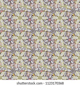 Line seamless pattern. Vector Trendy fabric pattern. Cute flowers.