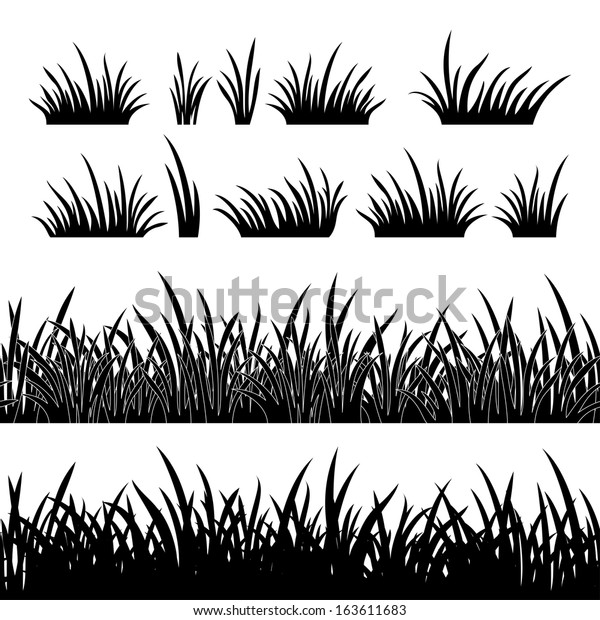 Line Seamless Set Grass Element Design Stock Vector Royalty Free 163611683 Shutterstock